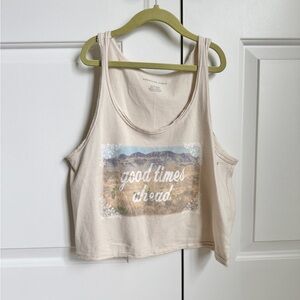 NWT American Eagle Outfitters Cream Graphic Tank Top